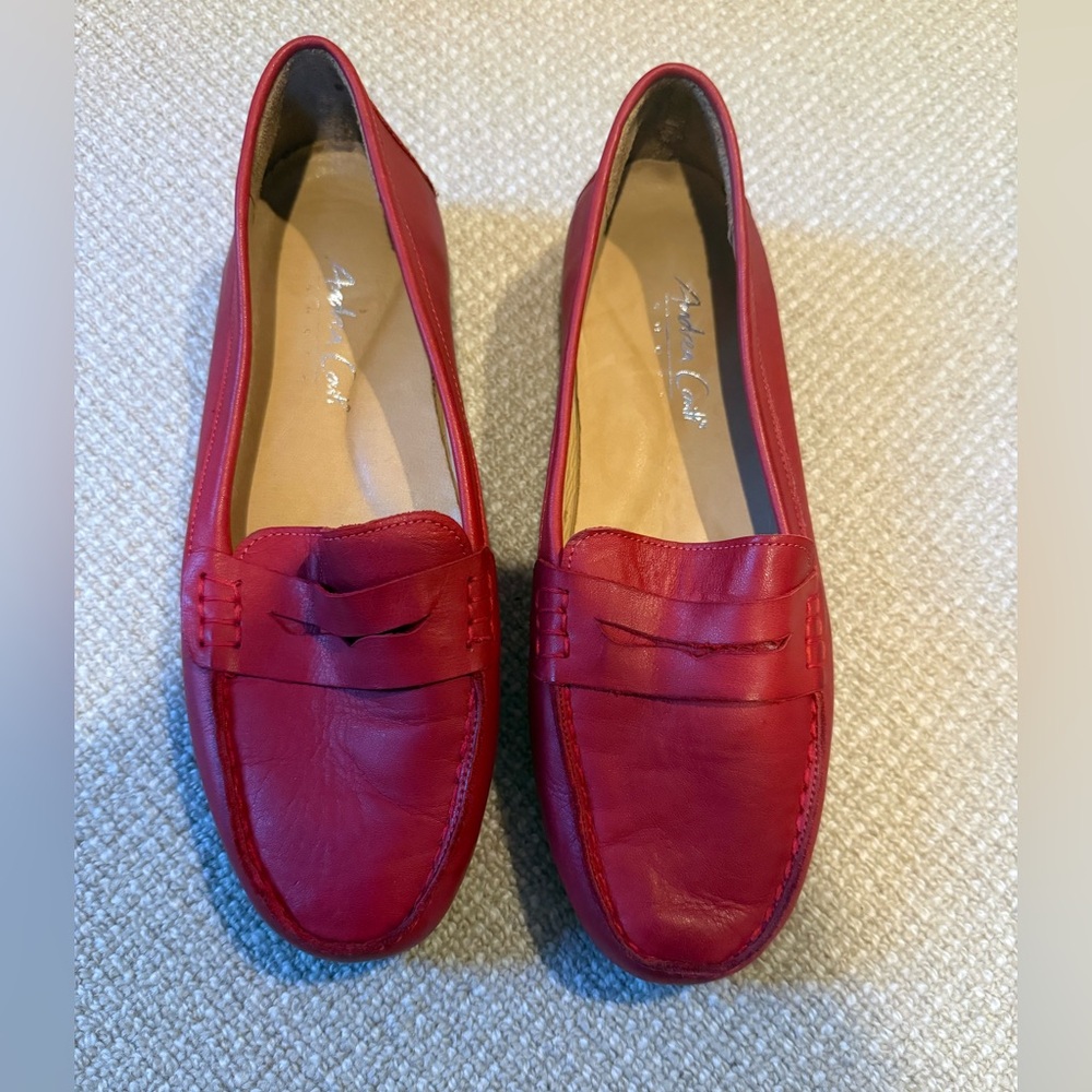 Stylish Red Leather Flats by Andrea Conti, size 40
